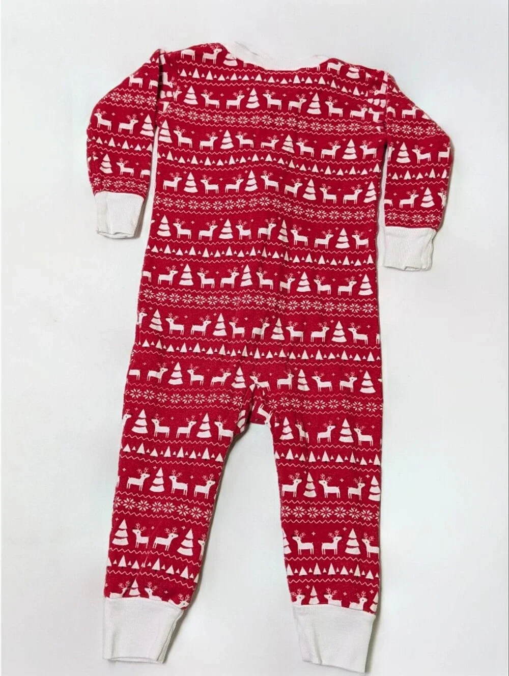 Kissy Kissy Red Christmas Reindeer Zip Footedless Pajama Onesie 18–24M Holiday
